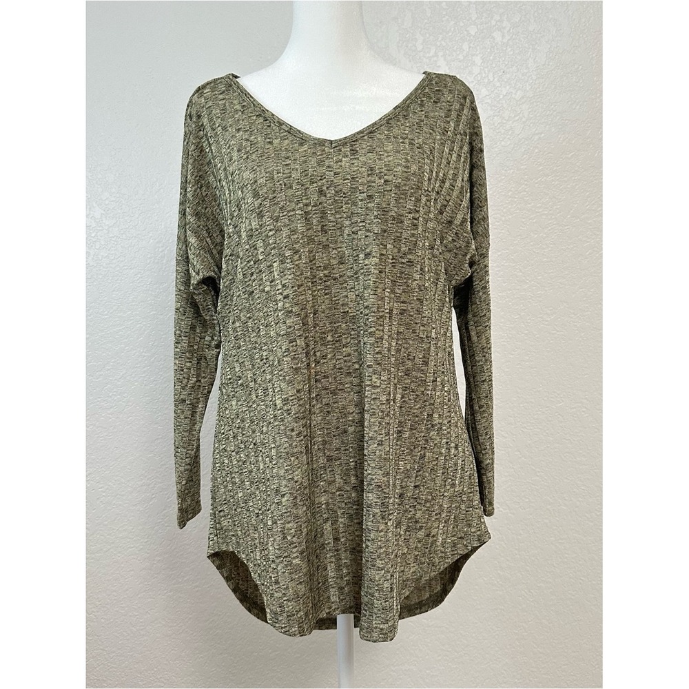 Coco Cabana Long Sleeve Top Womens XL Olive Green Drape Back Blouse Coquette